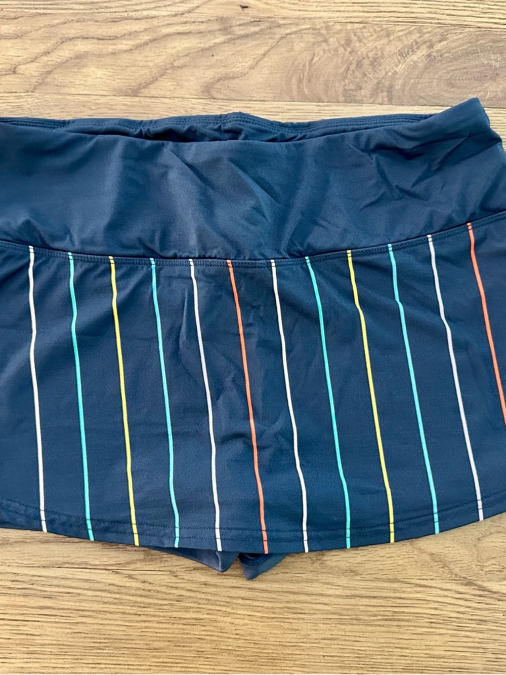 Fila Navy Stripe Athletic Skort with Multicolor Pinstripes